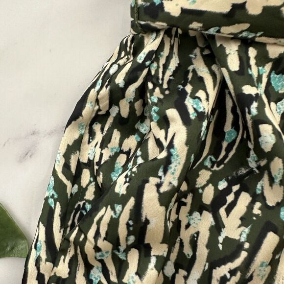 Eloquii Halter Neck Jumpsuit Plus Size 20 New Green Blue Print Satin Wide Leg - Picture 5 of 11